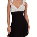 Elegant Sleeveless Mini Party Dress with Lace Detail - V-Neck, Back Tie Knot, Bodycon Fit for Women