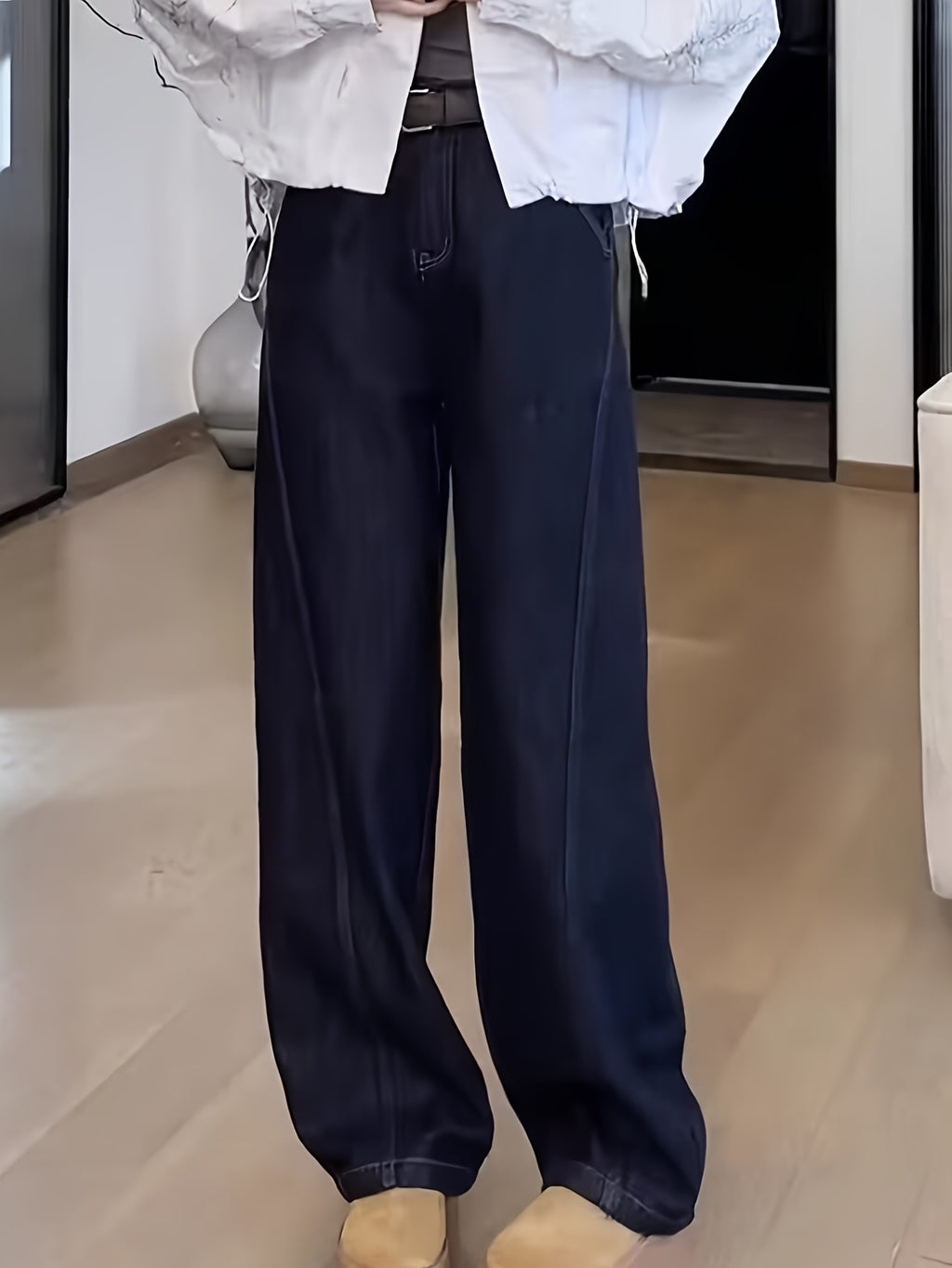 Women'S Oversized Y2K Destroyed Denim Jeans - 90s Inspired Wide Leg with Artistic Tears, Stretch Comfort Fabric & Cropped Length, Casual Streetwear Style for All Seasons