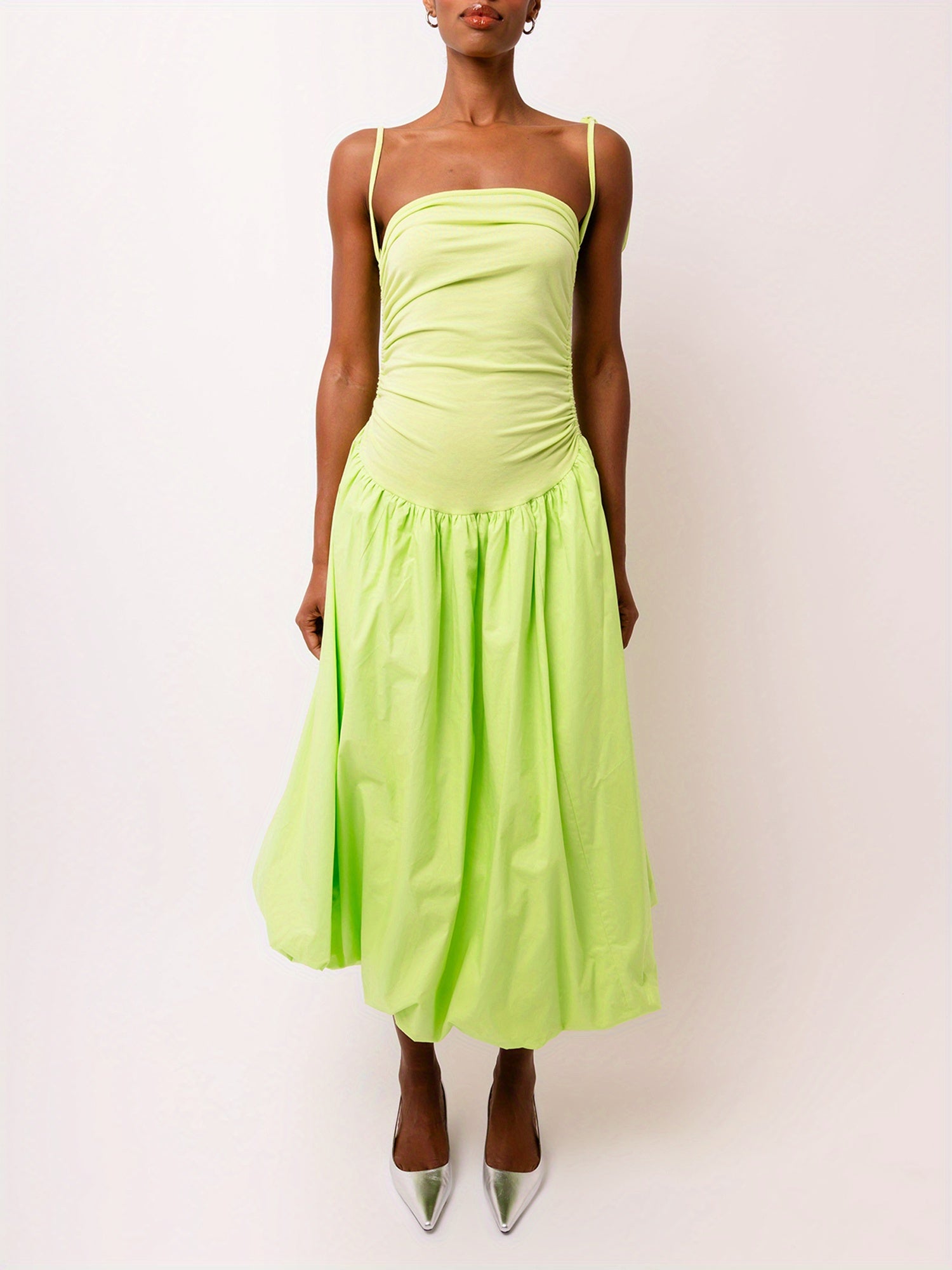 Elegant Women's Red Maxi Cami Dress - Flowy, Sleeveless with Spaghetti Straps, Boho Style, Solid Color, Polyester Blend, Machine Washable