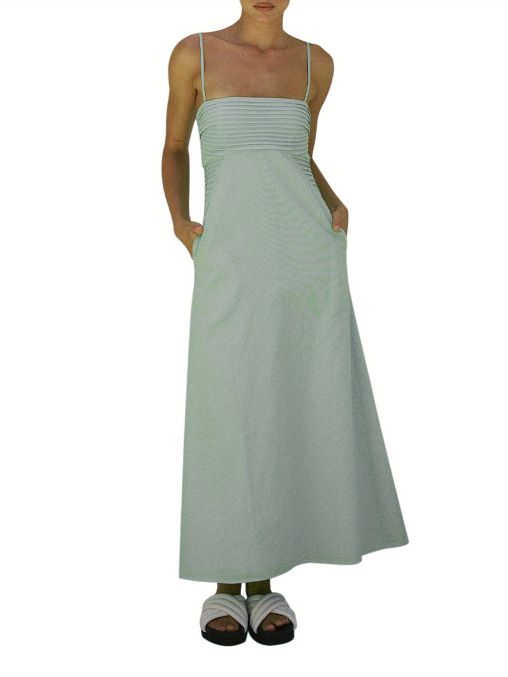 1pc Boho Chic Off-Shoulder Slingback Midi Dress for Women - Polyester Knit Fabric, Fruit & Vegetable Print, Sleeveless with Spaghetti Straps, Backless Design, Casual Summer Beachwear