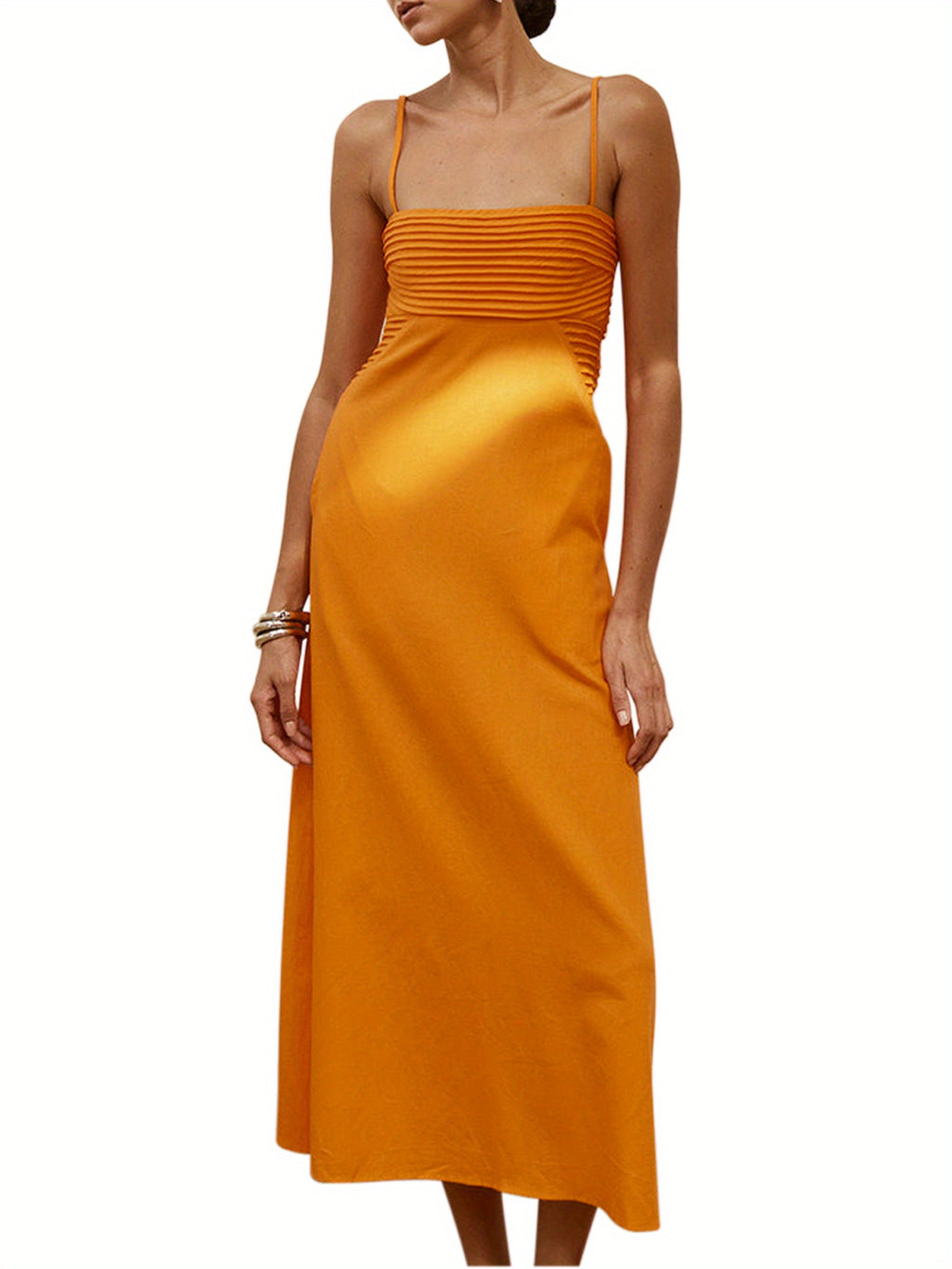 1pc Boho Chic Off-Shoulder Slingback Midi Dress for Women - Polyester Knit Fabric, Fruit & Vegetable Print, Sleeveless with Spaghetti Straps, Backless Design, Casual Summer Beachwear