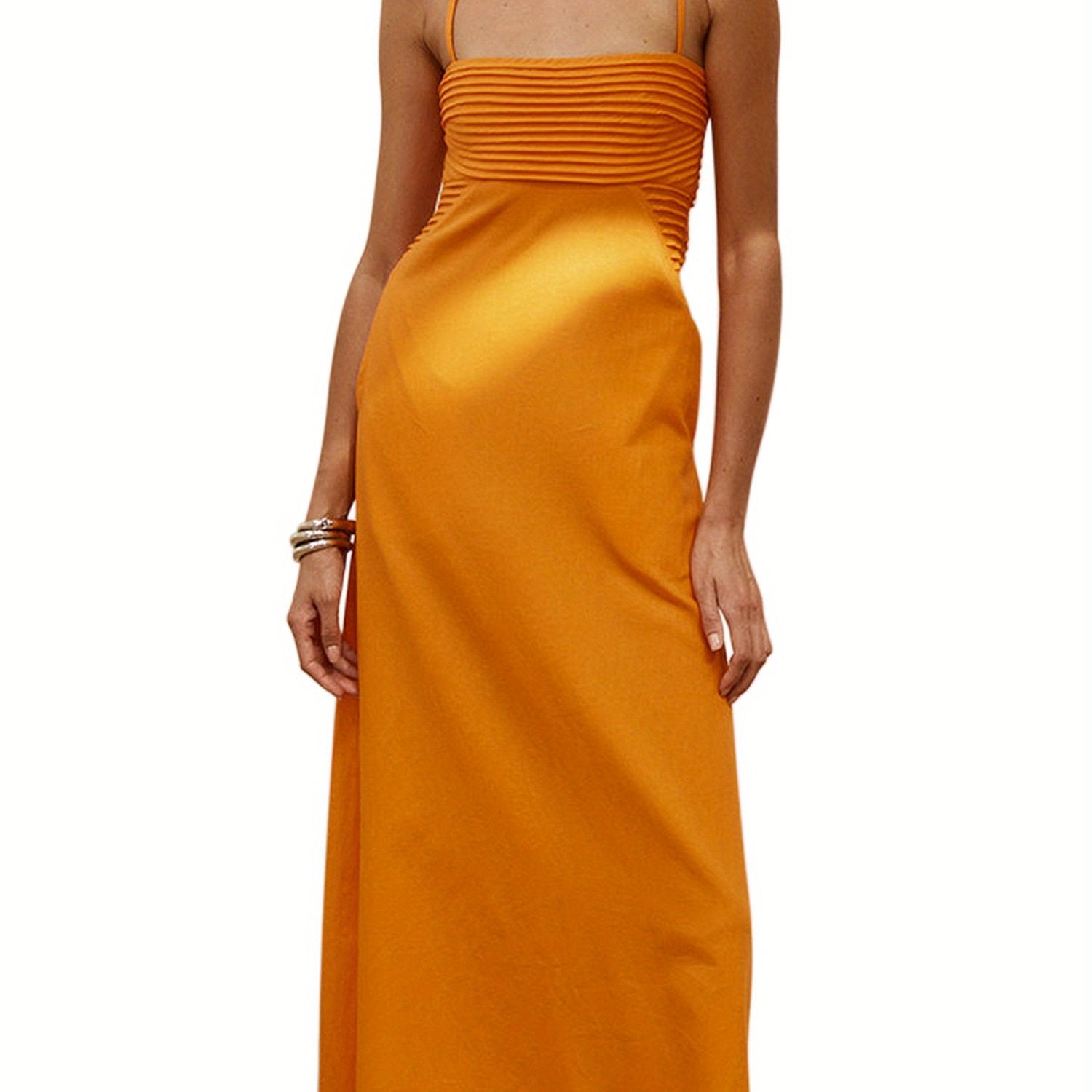 1pc Boho Chic Off-Shoulder Slingback Midi Dress for Women - Polyester Knit Fabric, Fruit & Vegetable Print, Sleeveless with Spaghetti Straps, Backless Design, Casual Summer Beachwear