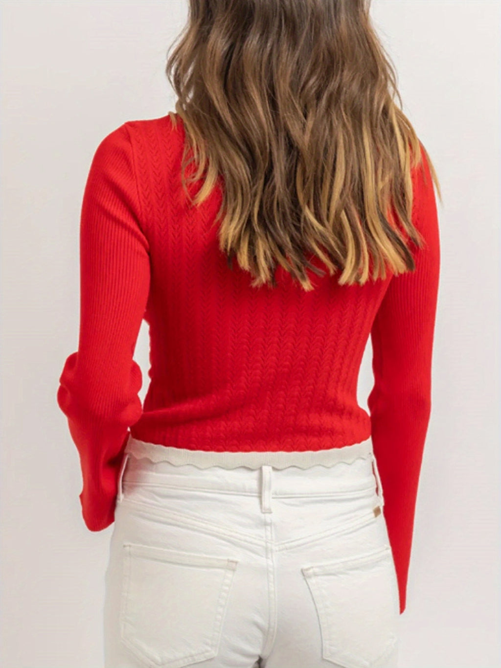 Womens Knit Crop Tops Slim Contrast Trim Bow Square Neck Long Sleeve Shirts Fall Casual Streetwear