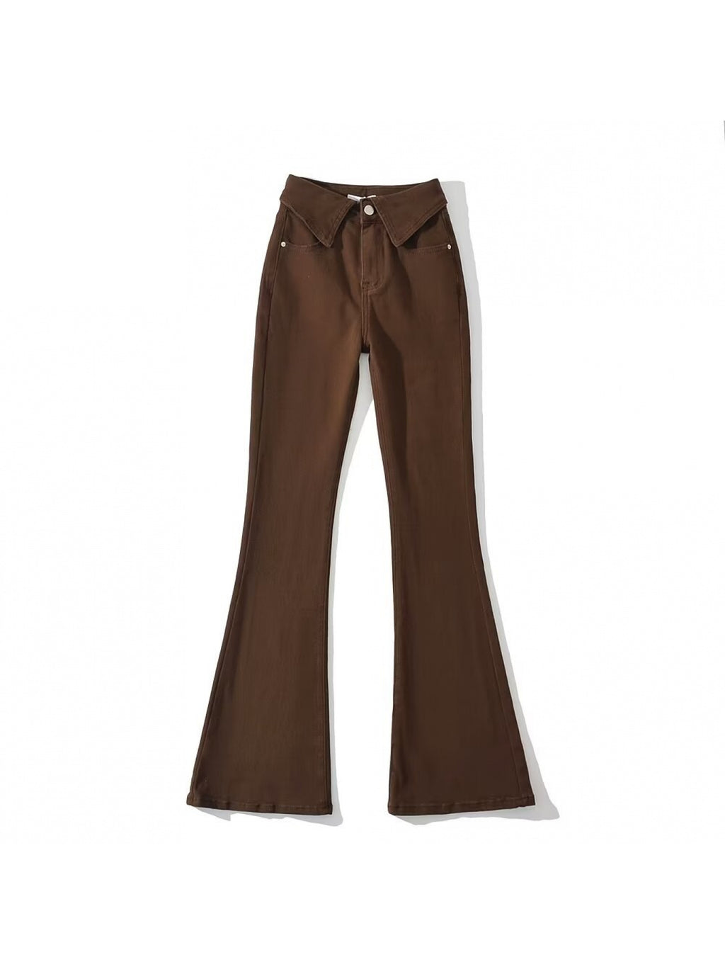 Trendy Women's High Waist Flared Denim Pants - Folded Hem Leg-Lengthening Hip-Lifting Casual Streetwear for Summer