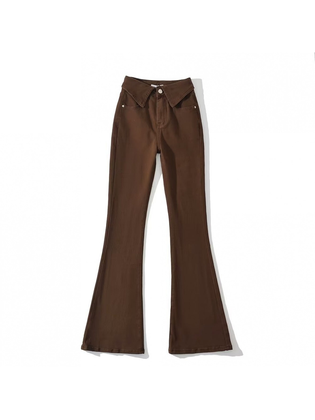 Trendy Women's High Waist Flared Denim Pants - Folded Hem Leg-Lengthening Hip-Lifting Casual Streetwear for Summer