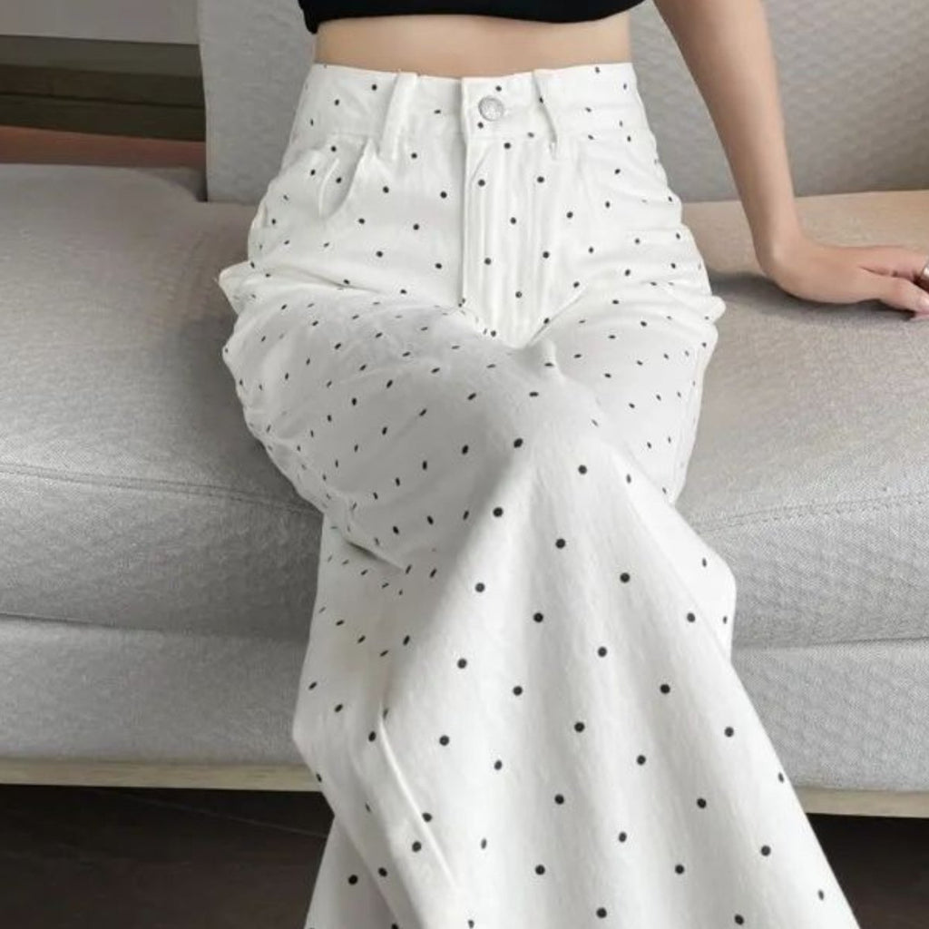 Women's Denim Pants - Fashion Personality Casual Loose Street Trend Temperament Commuter Retro Avant-garde Playful High Waist Design White Casual Pants